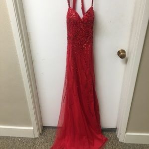 Red sequin sean collection prom dress